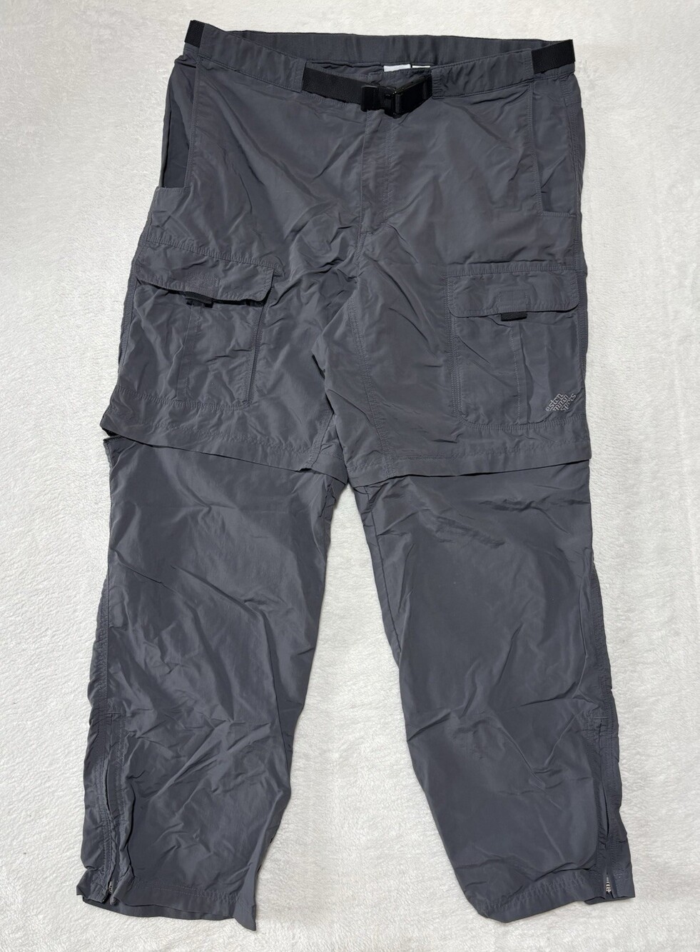 Eastern Mountain Sports Cargo Pants Mens 36x31 Grey Nylon Belted Hiking